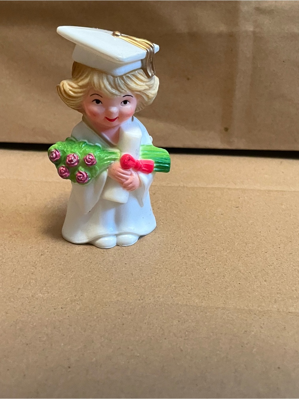 Vintage Wilton GRADUATION Cake Topper Woman Blonde Girl Female Diploma Roses